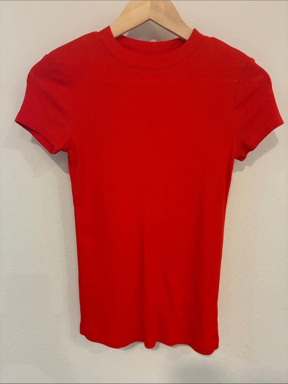a new day Bright Red Ribbed Crewneck Tee